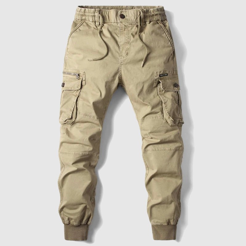 Men's tactical cargo joggers in durable fabric, perfect for outdoor activities & everyday casual wear. Comfortable fit.