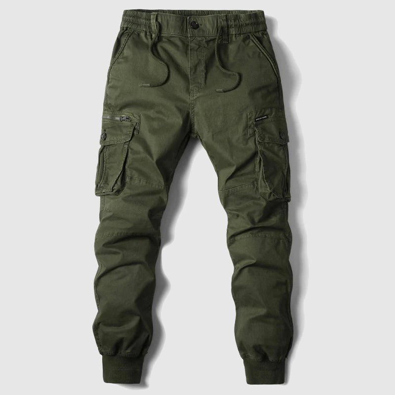 Modern men's cargo jogger pants, offering comfort and style for everyday fashion. Durable all-season athletic wear.
