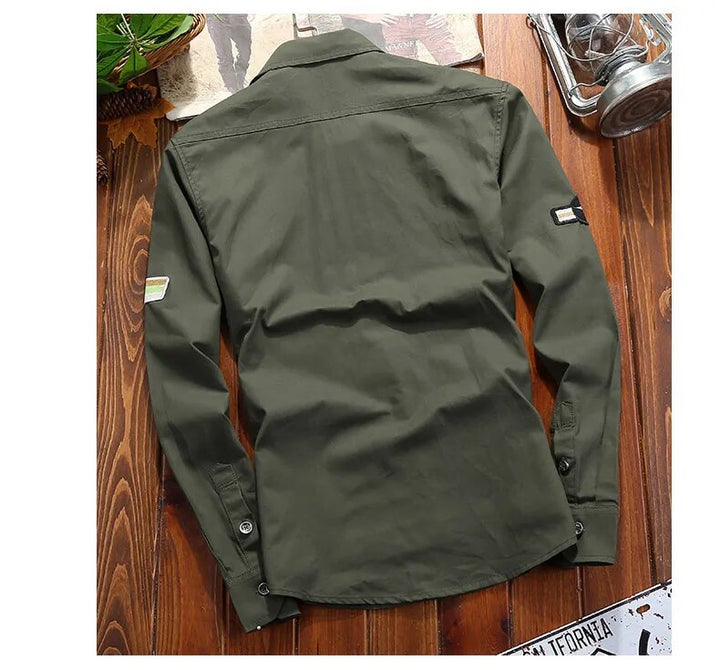 Men's comfortable utility field shirt, long sleeve. Practical pockets & epaulettes for tactical or casual outdoor wear.