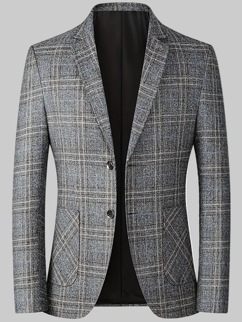 Smart men's tailored checked jacket, a versatile blazer for business, casual, or formal wear. Men's fashion.
