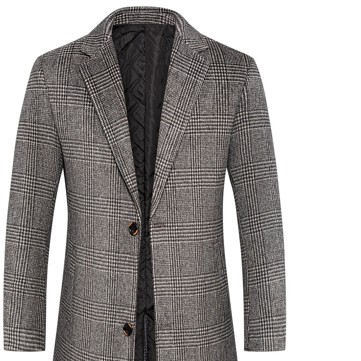 Stylish men's gray plaid wool blend overcoat for a sophisticated winter outerwear look