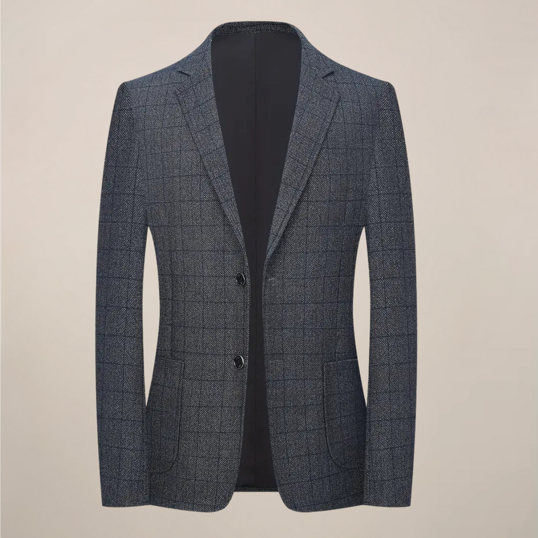 Men's tailored plaid blazer in a smart check pattern. Perfect for sophisticated casual or formal wear.