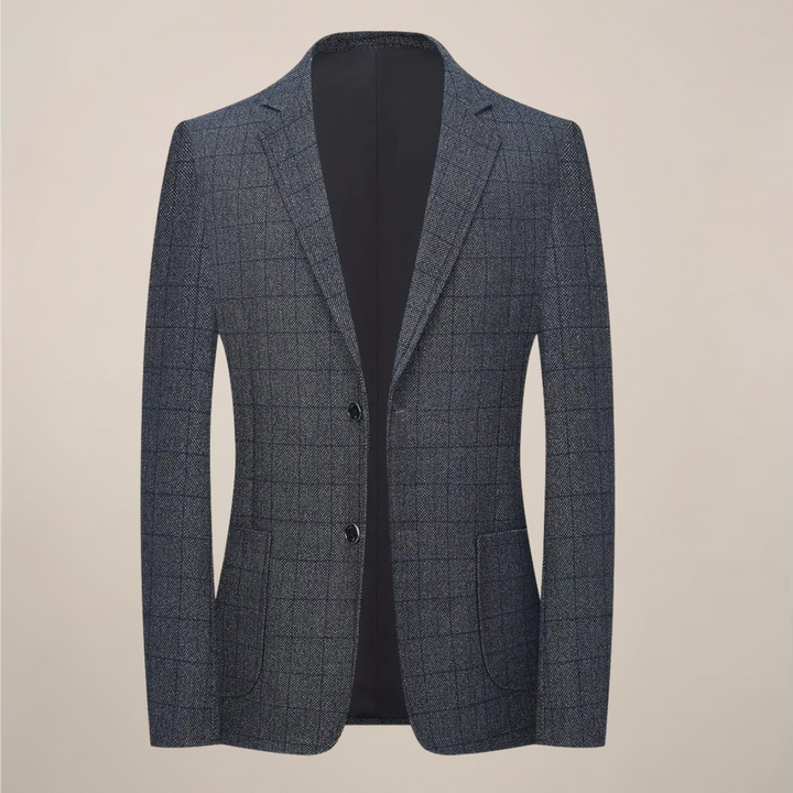 Men's tailored plaid blazer in a smart check pattern. Perfect for sophisticated casual or formal wear.