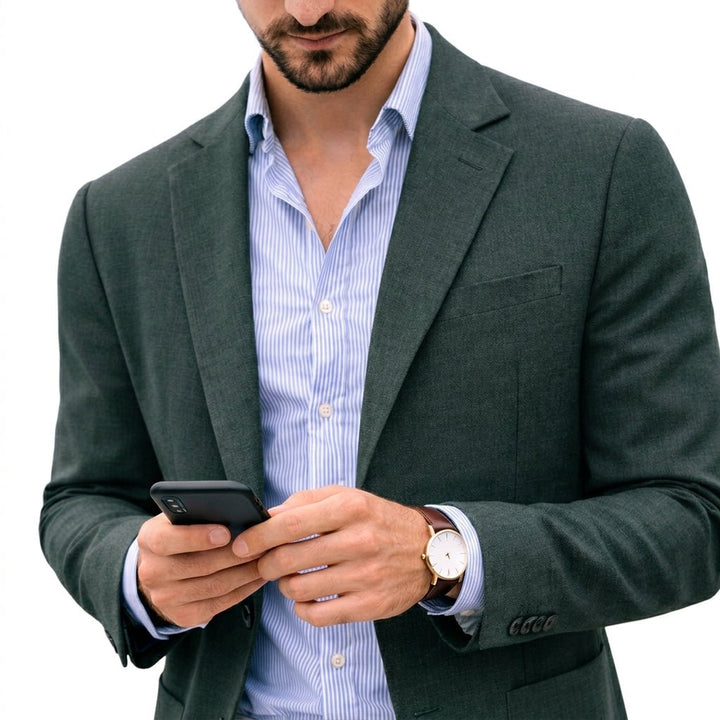 Stylish men's tailored blazer, a key men's fashion suit jacket for a modern, refined style.