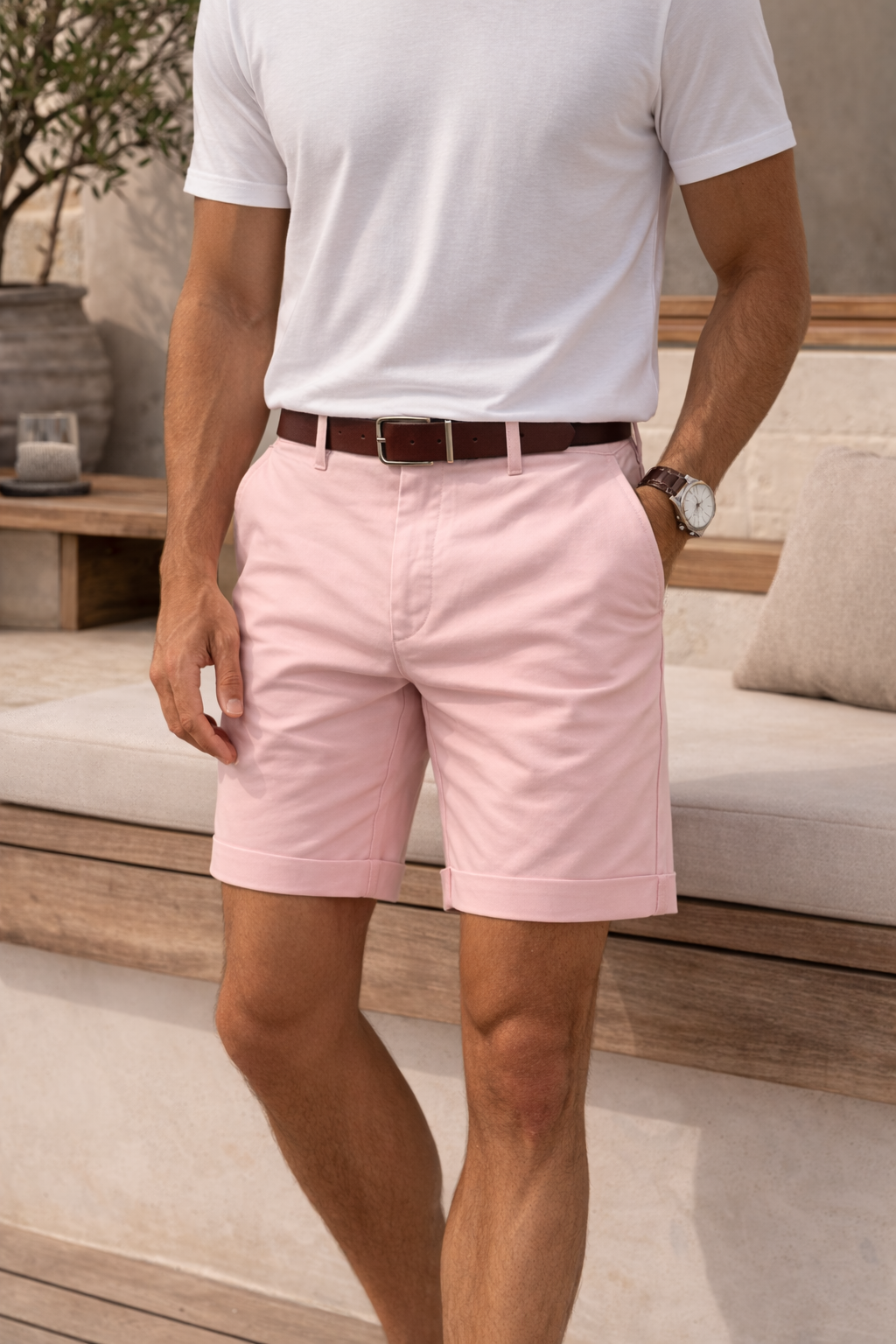 Men's tailored summer shorts for smart casual style, perfect for warm weather and everyday wear.
