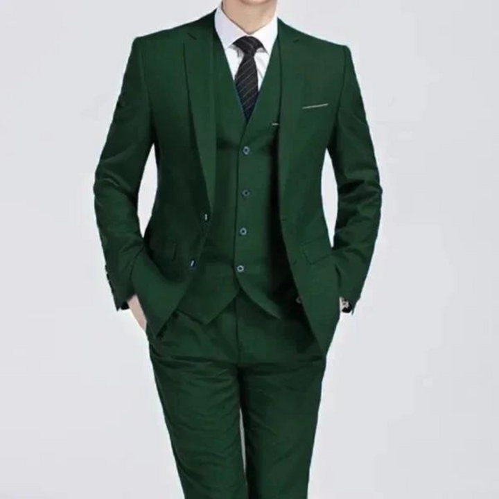 Stylish men's fashion three-piece suit, an essential formal wear for any groom, guest or business professional.