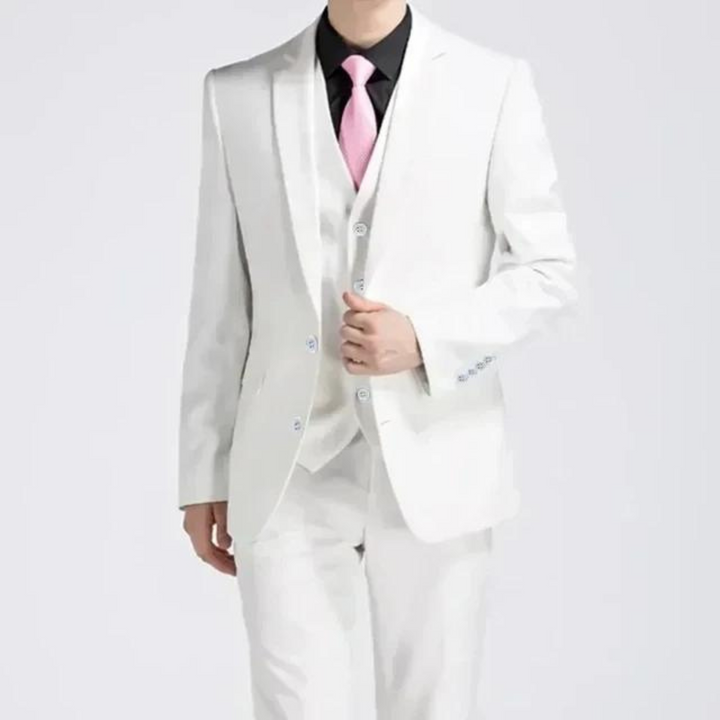 Versatile men's three-piece suit. Perfect elegant attire for weddings, galas, proms, and important business functions.