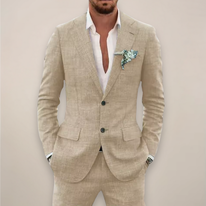 Elegant men's two-piece suit, perfectly tailored for spring weddings, summer parties, and formal events.