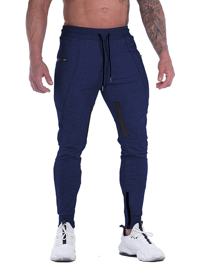 Folded view of men's cotton blend tapered joggers, ready for active or casual use