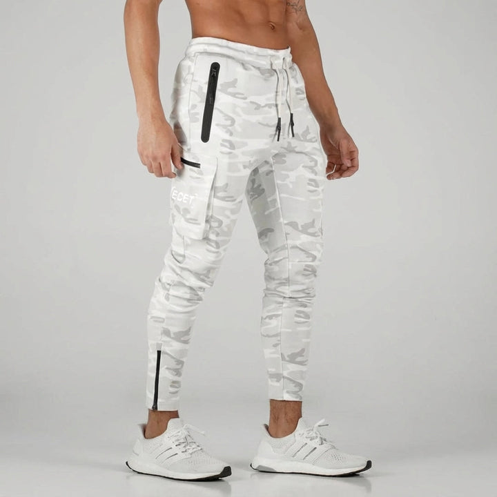 Comfortable men's tapered jogging trousers, ideal casual pants. Features secure zipper pockets & drawstring waist.