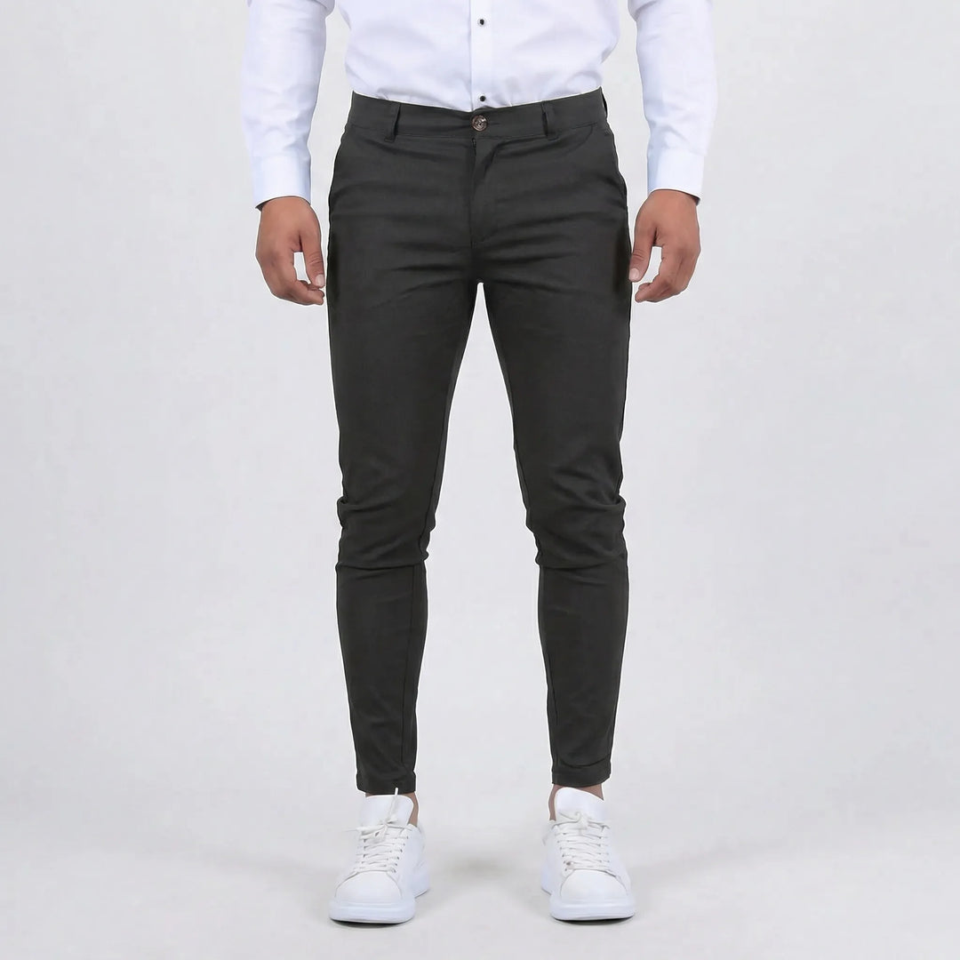 Gray tapered slim fit chino pants for men, a modern choice for casual & work.