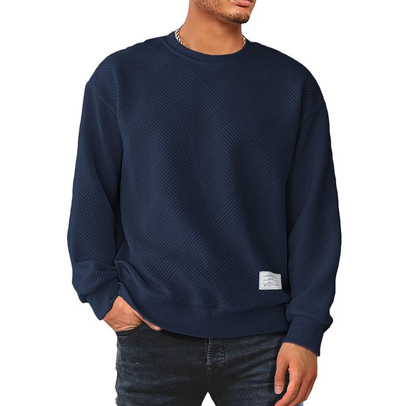Casual men's textured knit sweatshirt, a versatile and comfortable pullover for cool weather