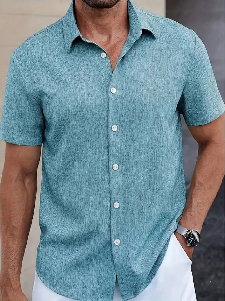 Classic men's textured polo shirt, regular fit, ideal short sleeve summer top for casual style.