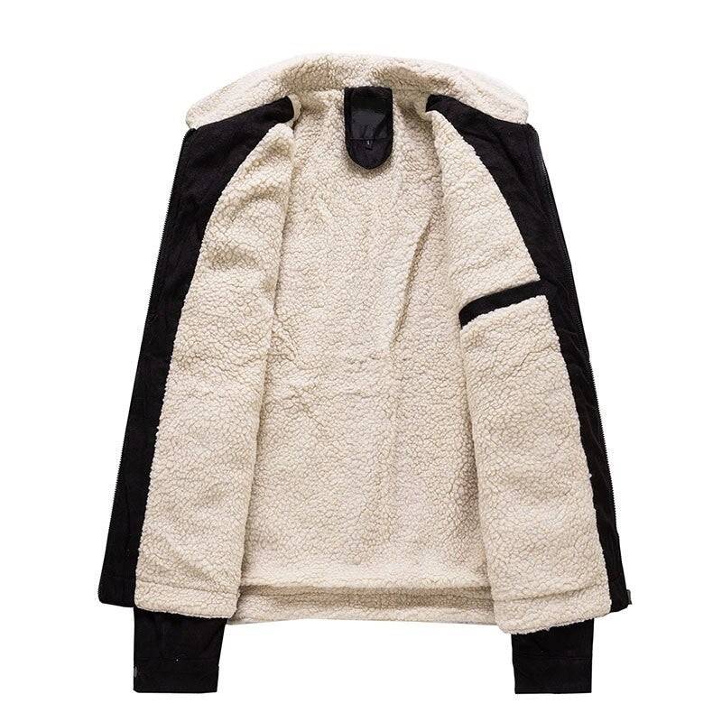 Warm men's fleece jacket, cotton blend, ideal for casual outerwear during cold seasons, thick design