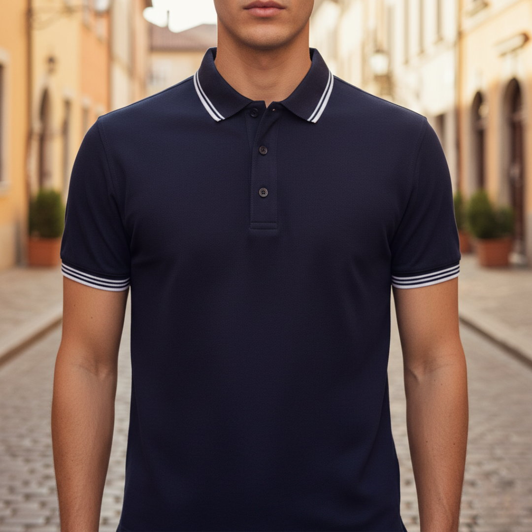 Men's tipped short sleeve polo shirt for everyday comfort & classic style.