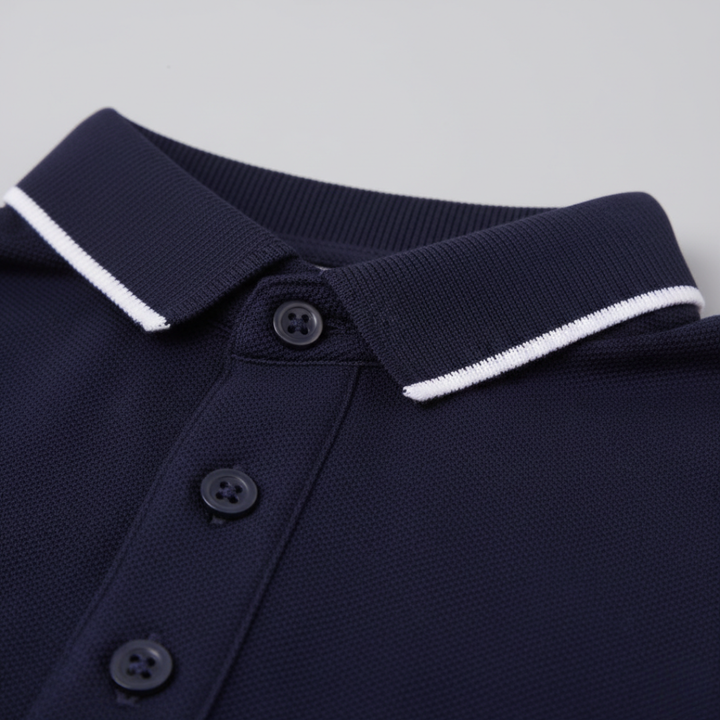 Classic men's multi-color tipped polo shirt, versatile for everyday fashion.