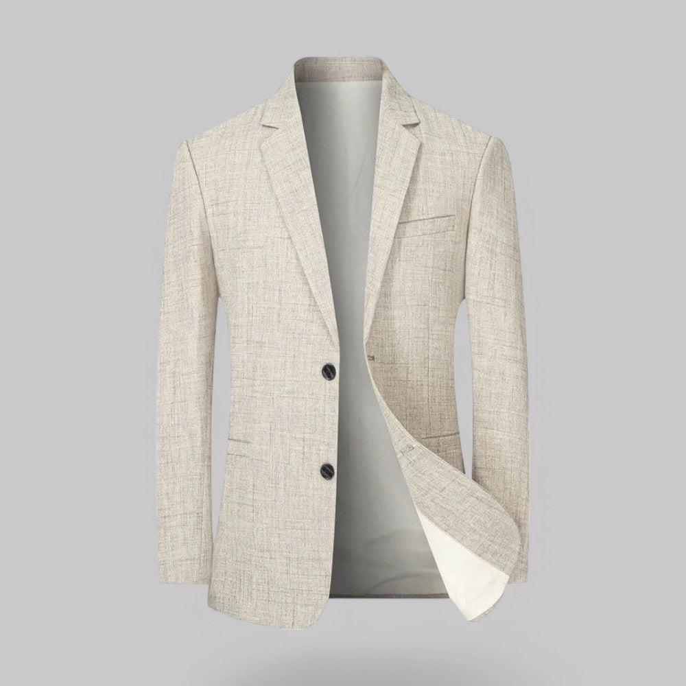 Men's two-button business casual blazer, modern fit. Perfect for smart office, everyday elegance & versatile style.