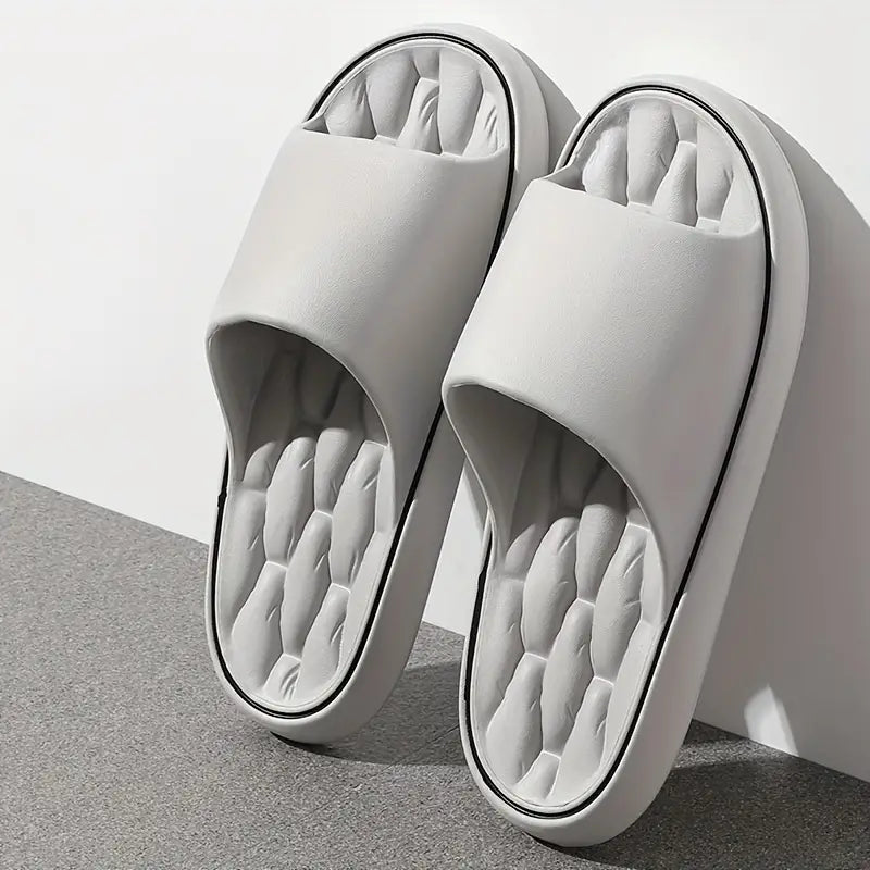 Cushioned men's beach & shower sandals, non-slip comfort slides perfect for summer and pool use.