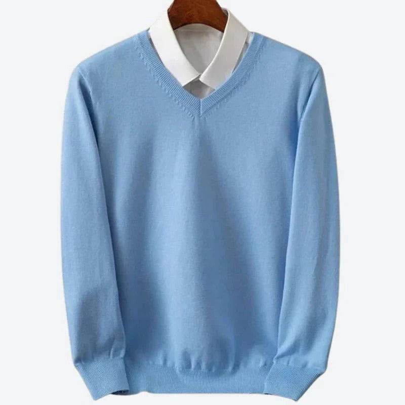Comfortable men's long sleeve crew neck pullover sweater, a soft knit perfect for everyday casual fall and winter wear.
