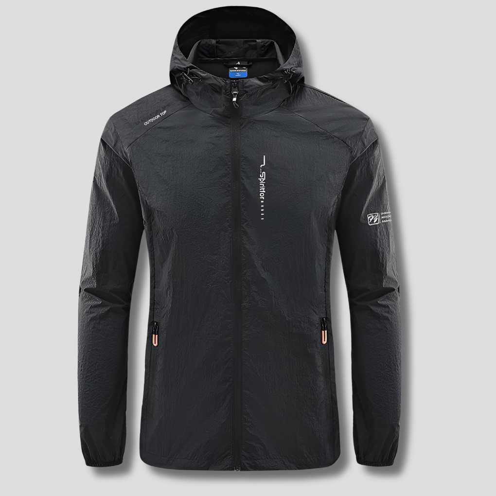 Men's windproof & sun protection hooded jacket, perfect ultralight summer outerwear for weather protection.
