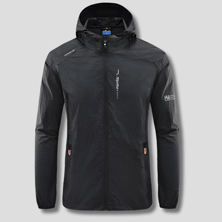 Men's windproof & sun protection hooded jacket, perfect ultralight summer outerwear for weather protection.
