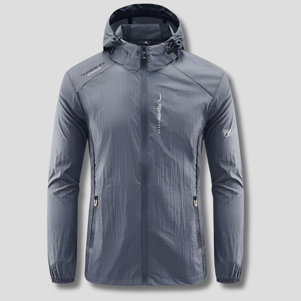 Mens casual ultralight hooded jacket, excellent for travel. Offers windproof & sun protection in summer.