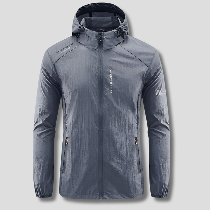 Mens casual ultralight hooded jacket, excellent for travel. Offers windproof & sun protection in summer.