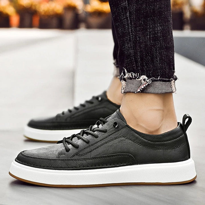 Men's Urban Classic dark brown leather sneakers, premium casual footwear comfort