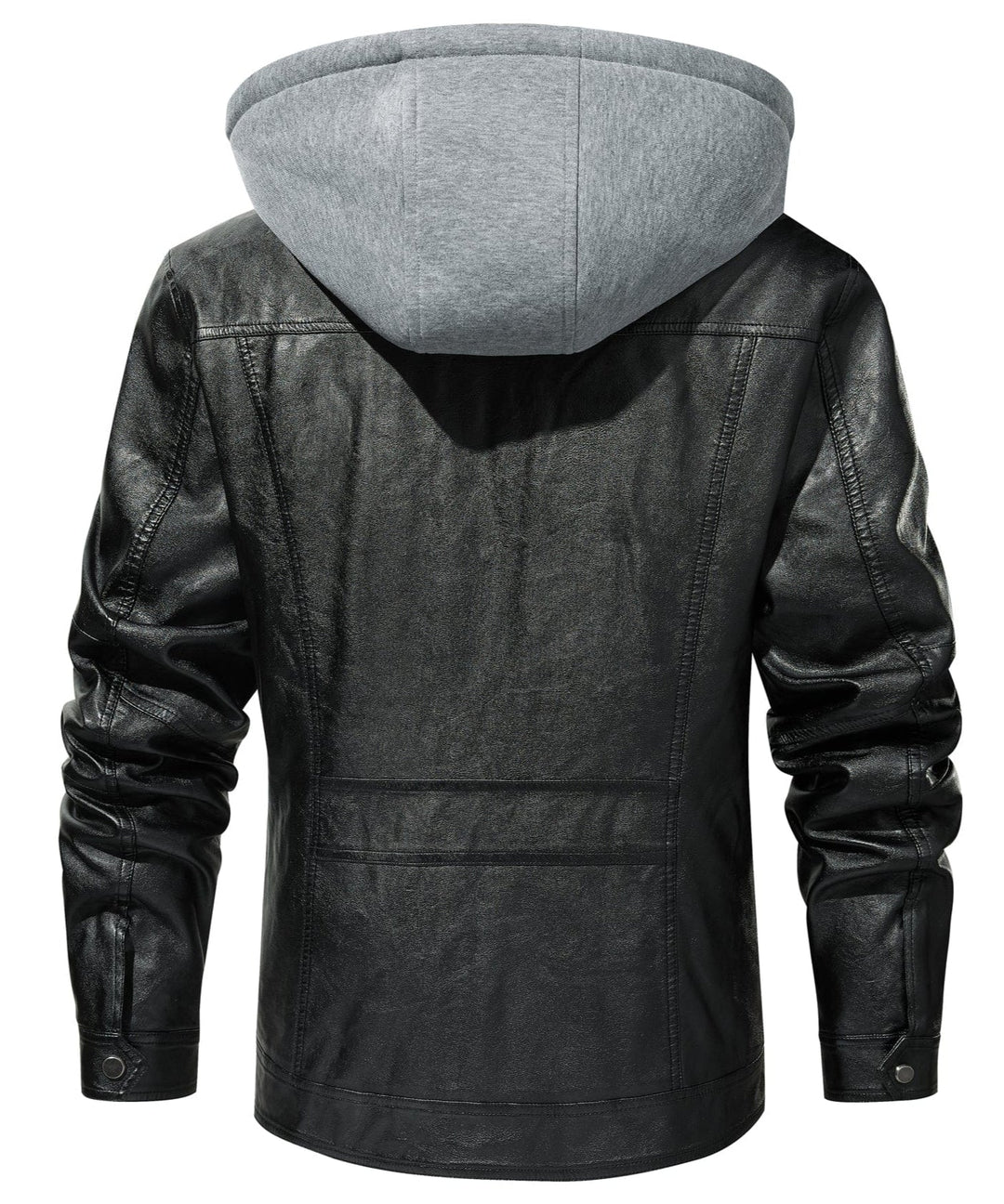 Close-up of the textured PU leather on the Men's Urban Edge Jacket, showcasing its premium look and feel