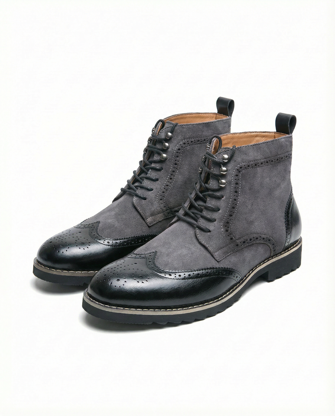 Men's fashionable leather and suede boots, versatile for various outfits and urban adventures