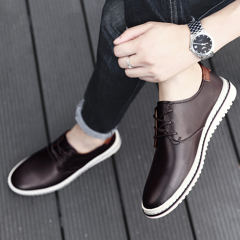 Men's footwear: urban loafers, black, featuring a neat lace-up design for a secure fit