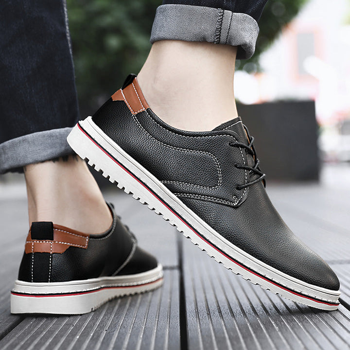 High-quality men's urban lace-up loafers, reddish-brown, a durable and stylish shoe
