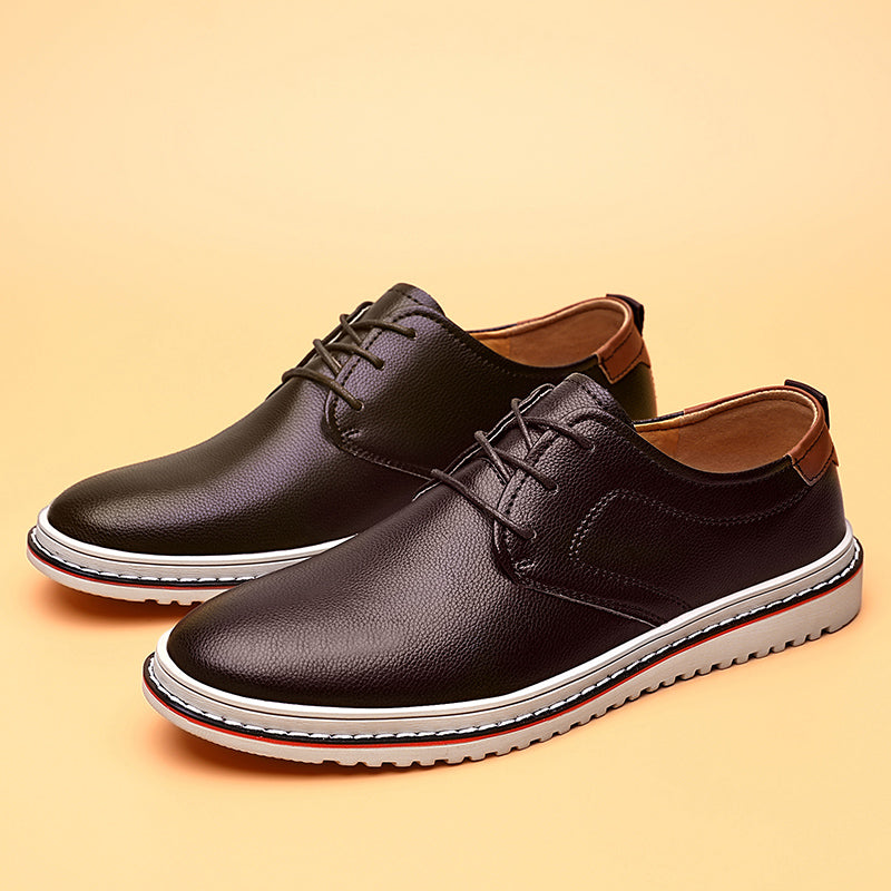 Men's urban loafers with unique lace patterns, brown, adding character to the shoe
