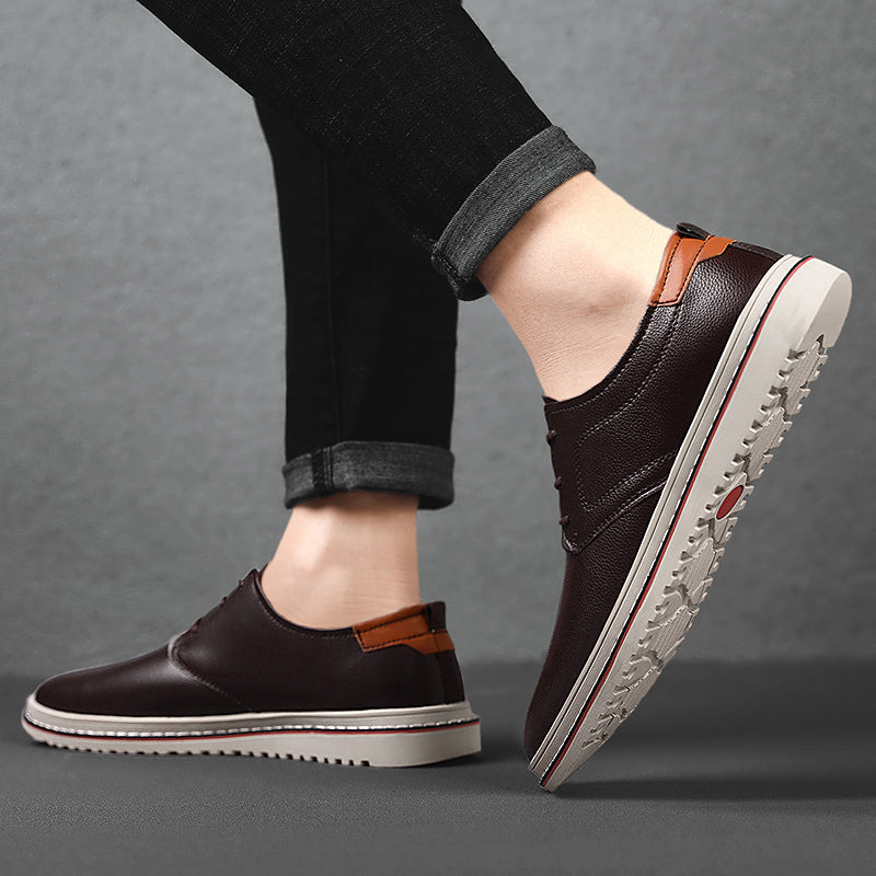 Men's urban loafers, a perfect blend of comfort, style, and durability with laces, brown