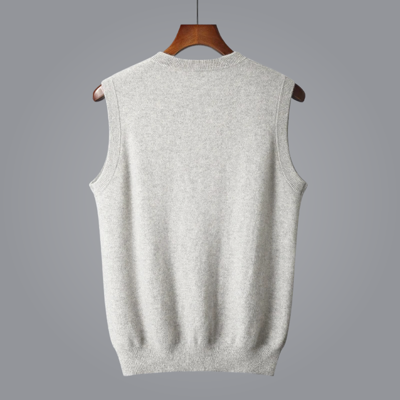 Menswear V-neck knit vest, offering a refined smart casual look for any season.