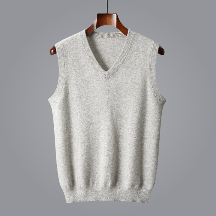 All-season men's knit V-neck vest, perfect for elevated smart casual and business outfits.