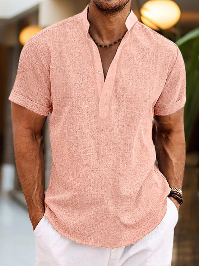 Men's V-neck polo shirt, short sleeve, regular fit, perfect for everyday casual style & comfort.