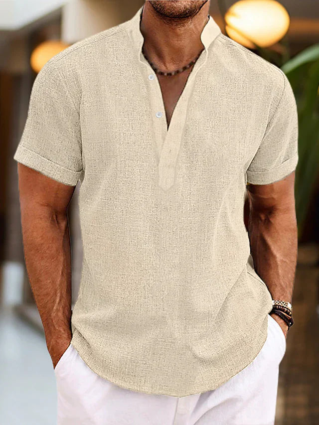 Everyday men's V-neck polo shirt, comfortable short sleeve top, perfect for casual & versatile wear.