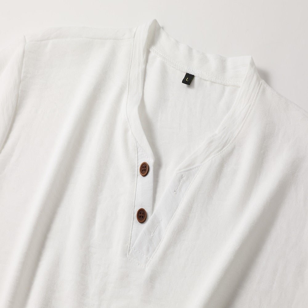 Soft men's V-neck shirt, short sleeve for summer. Relaxed fit ensures all-day comfort for casual wear.