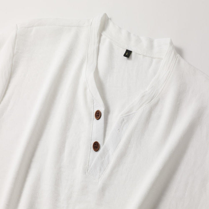 Soft men's V-neck shirt, short sleeve for summer. Relaxed fit ensures all-day comfort for casual wear.
