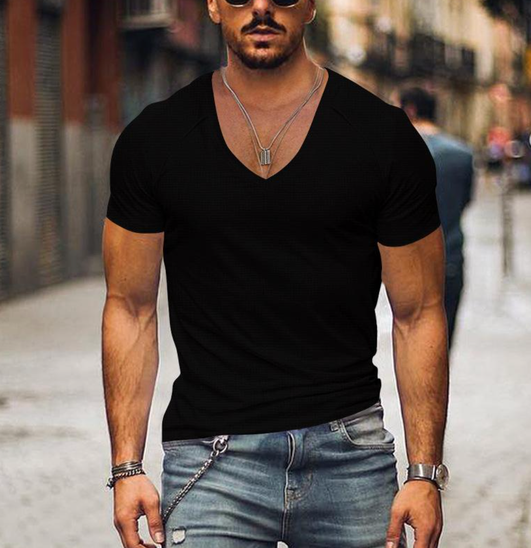 Men's V-neck t-shirt in classic fit, perfect for casual, comfortable everyday style.