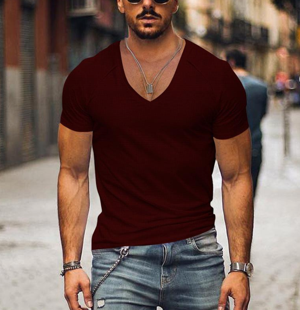 Everyday men's V-neck t-shirt offering ultimate comfort, classic fit, and versatile casual style.