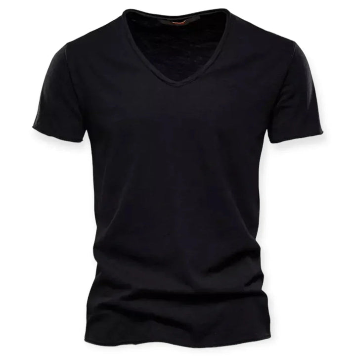 Breathable men's V-neck t-shirt, a versatile casual top for everyday comfort and basic styling.