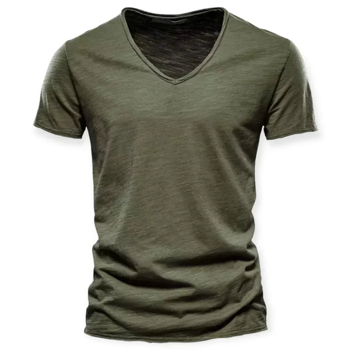Versatile men's V-neck t-shirt, a soft, breathable short sleeve casual top for daily wear & layering.