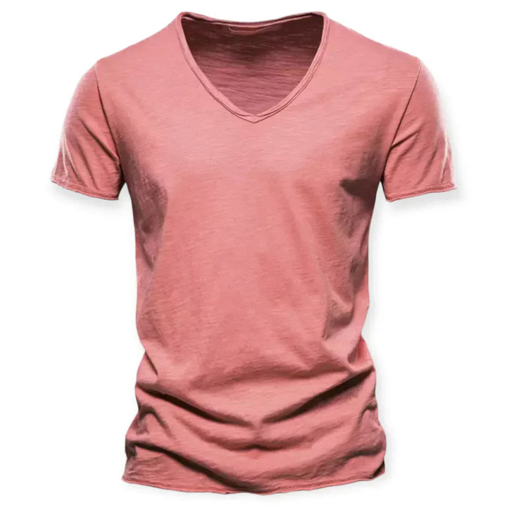 Men's basic V-neck t-shirt, a comfortable short sleeve top for versatile everyday style & breathability.