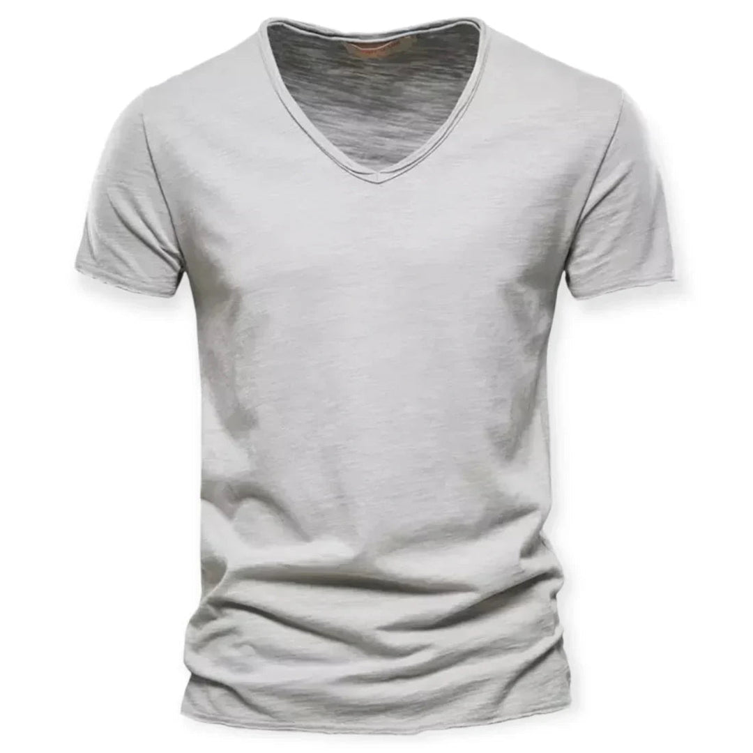 Comfortable men's V-neck t-shirt, a versatile short sleeve tee for breathable everyday wear.
