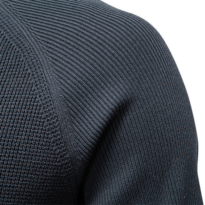 Brown men's waffle knit sweater with a crew neck, a staple for autumn and winter.