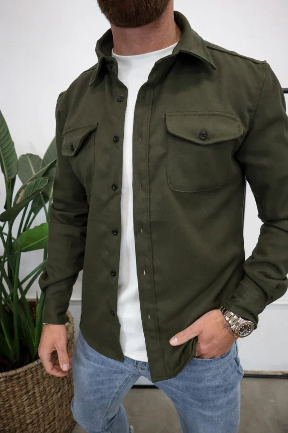 Men's long-sleeve button-up overshirt jacket. A versatile piece of casual outerwear for everyday layering.