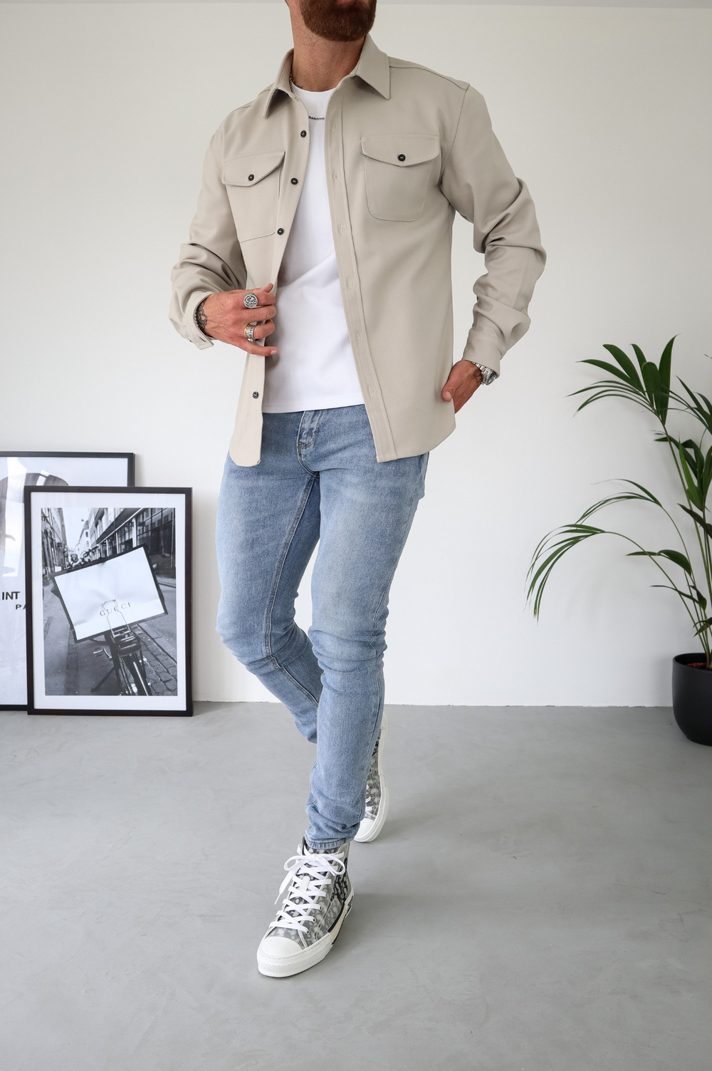 Transitional men's overshirt jacket. Button-up, long-sleeve, and versatile for casual everyday layering outerwear.