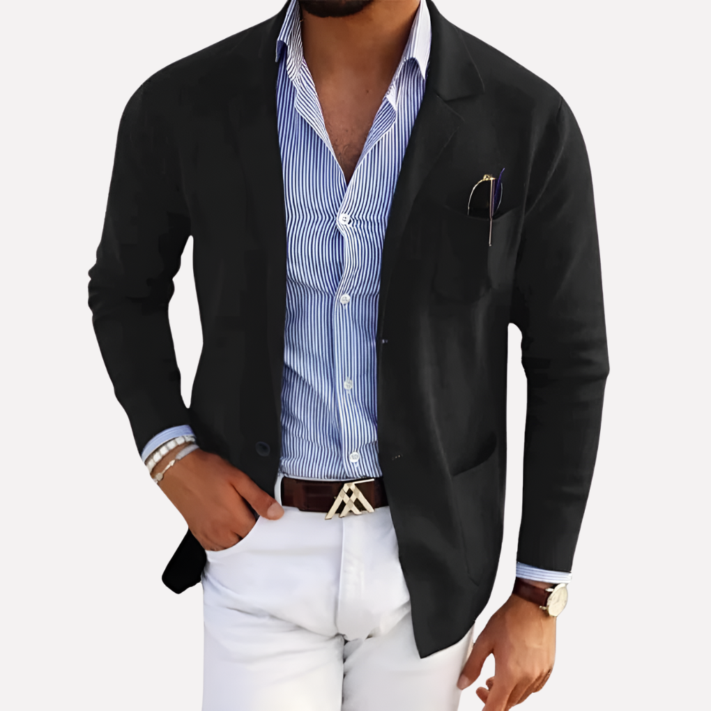 Comfortable men's knit blazer, ideal for everyday wear & work. Achieve a modern, smart casual look with this versatile jacket.